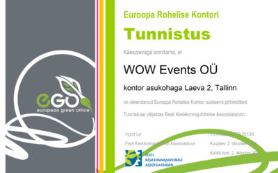 WOW Events sai Euroopa Rohelise Kontori tunnistuse